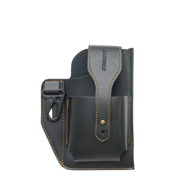 Vintage Outdoor Activity Genuine Leather Waist Phone Bag With Keychain-xinru