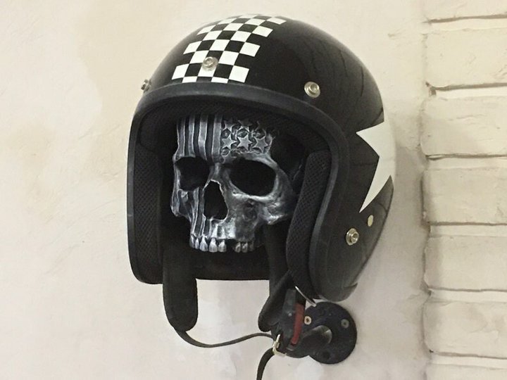 Motorcycle Helmet Skull With Beard Helmet Rack Gift For Bikers-xinru