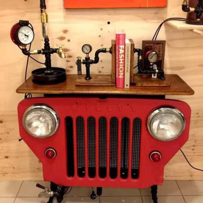 Resin Steampunk Industrial Table Model Car Head Sculpture Statue Ornament Decor-xinru