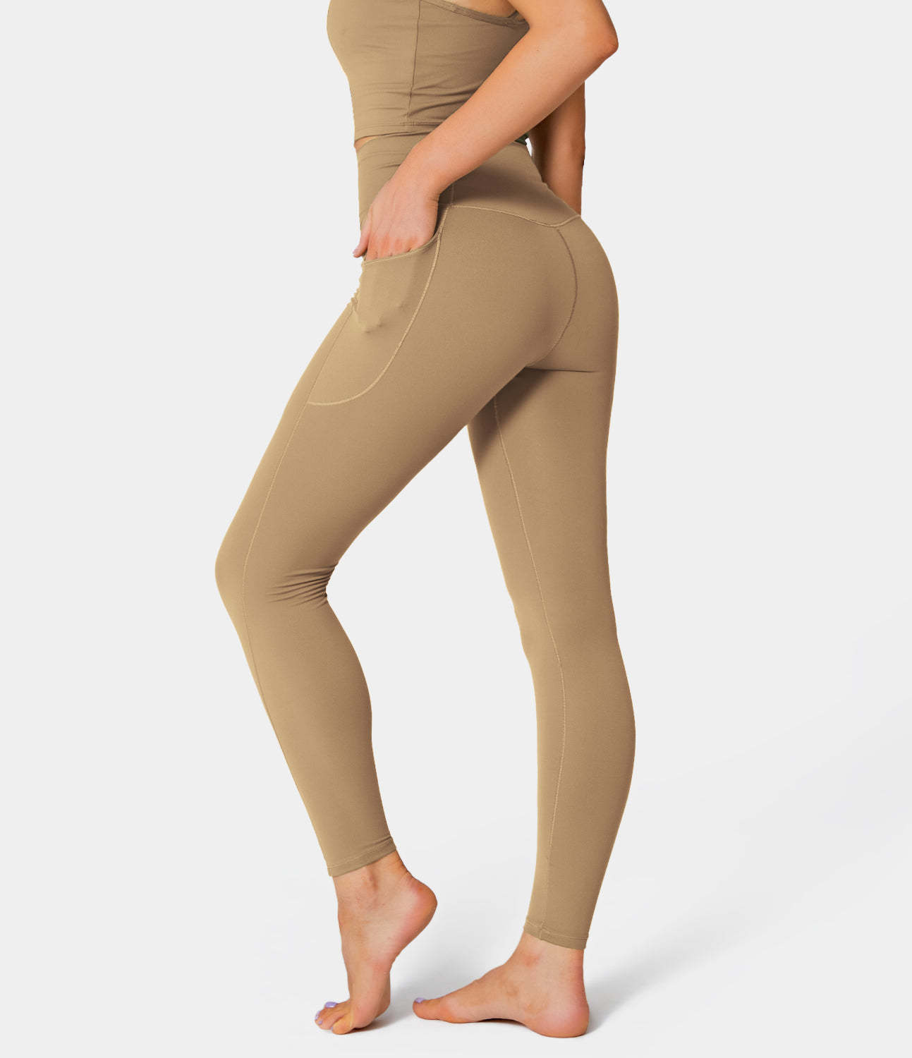 Cloudful® Crossover Pocket Plain 7/8 Leggings-xinru shop