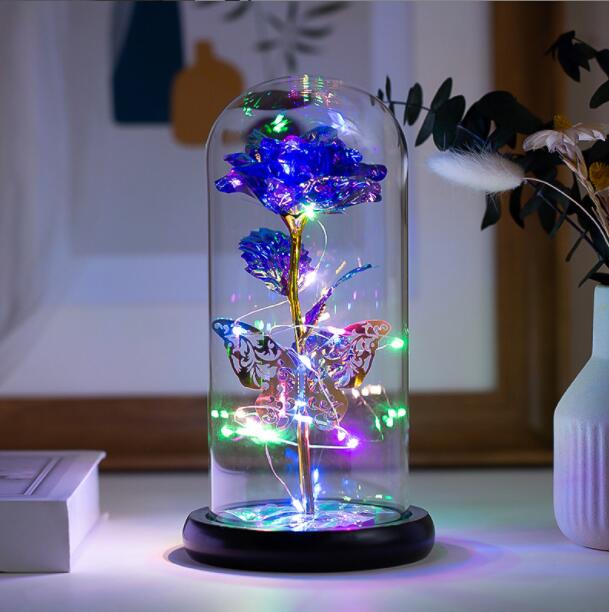 Mother's Day Gift light Up Galaxy Rose In Glass Dome-xinru
