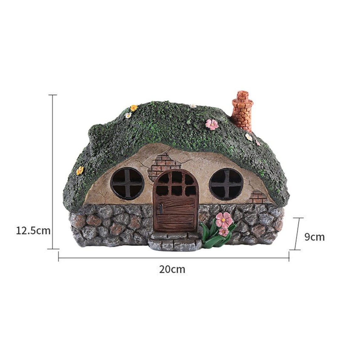 Fairy House Statue Solar Power Light Lawn Yard Outdoor Garden Lamp Decor-xinru