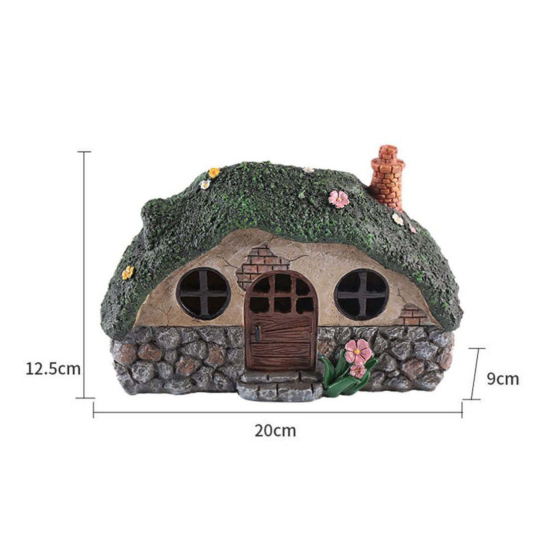 Fairy House Statue Solar Power Light Lawn Yard Outdoor Garden Lamp Decor-xinru