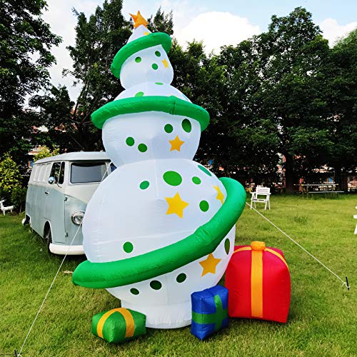 TURNMEON 12 Ft Giant Christmas Tree Inflatables Decoration with Lights,Blow Up Snowballs Tree Outdoor Decoration with Build-in LEDs Tethers Stakes Christmas Decor Holiday Party Yard Garden Lawn Decor-xinru shop