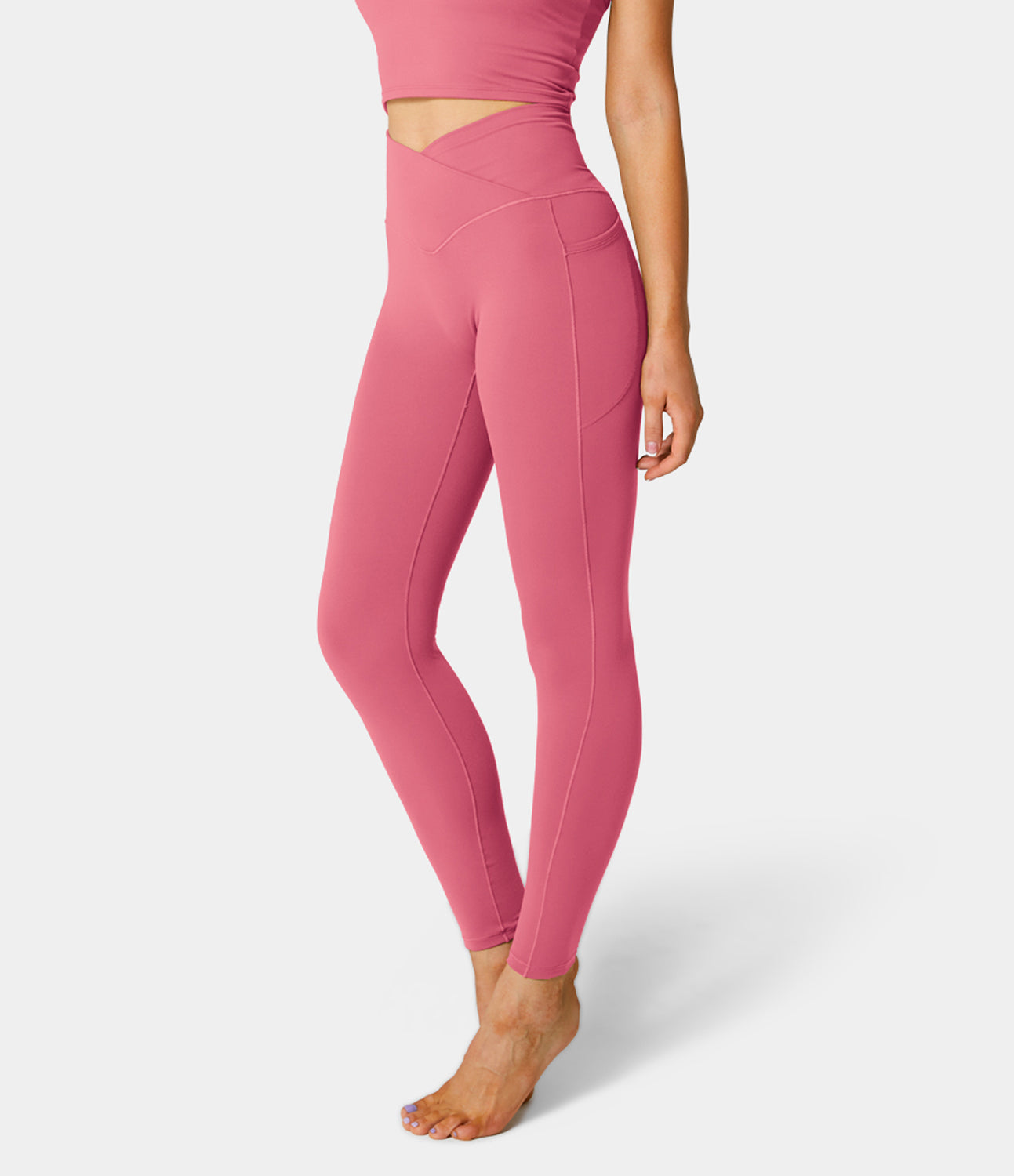 Cloudful® Crossover Pocket Plain 7/8 Leggings-xinru shop