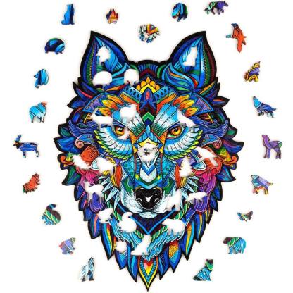 Wooden Jigsaw Puzzle Majestic Wolf With Box-xinru