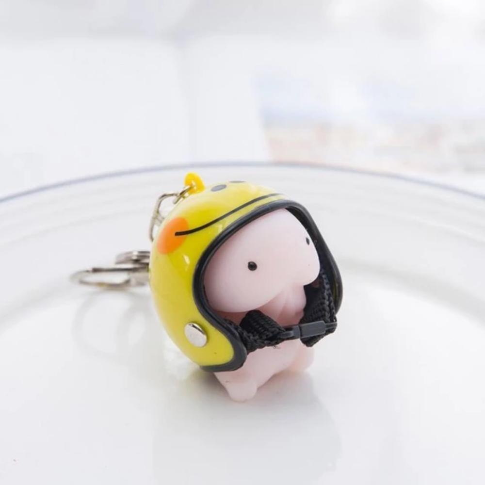 Kawaii Mochi Ding Ding Squishy Helmet Key Chain-xinru