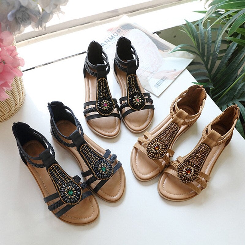 Summer Bohemia Soft Wedge Sandals For Women Beach Shoes-xinru