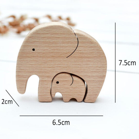 Mother's Day GiftElephant Mother And Child Wooden Ornament-xinru