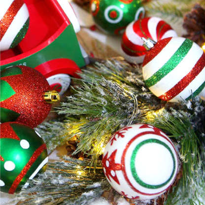 Traditional Painted Christmas Ball Ornaments for Xmas Tree, Set of 30-xinru shop