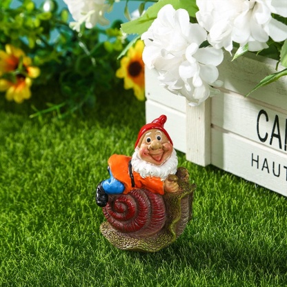 Dwarfs Statue Micro Landscape Creative Resin Ride Snail Bonsai Decoration-xinru