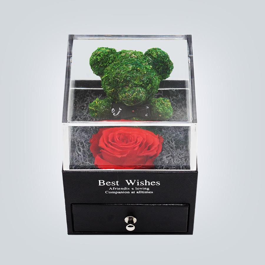 Immortal Preserved Rose Teddy Bear Box Display-xinru