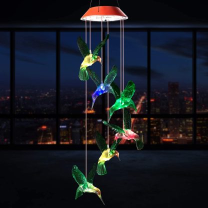 Solar LED Hummingbird Wind Chimes-xinru shop