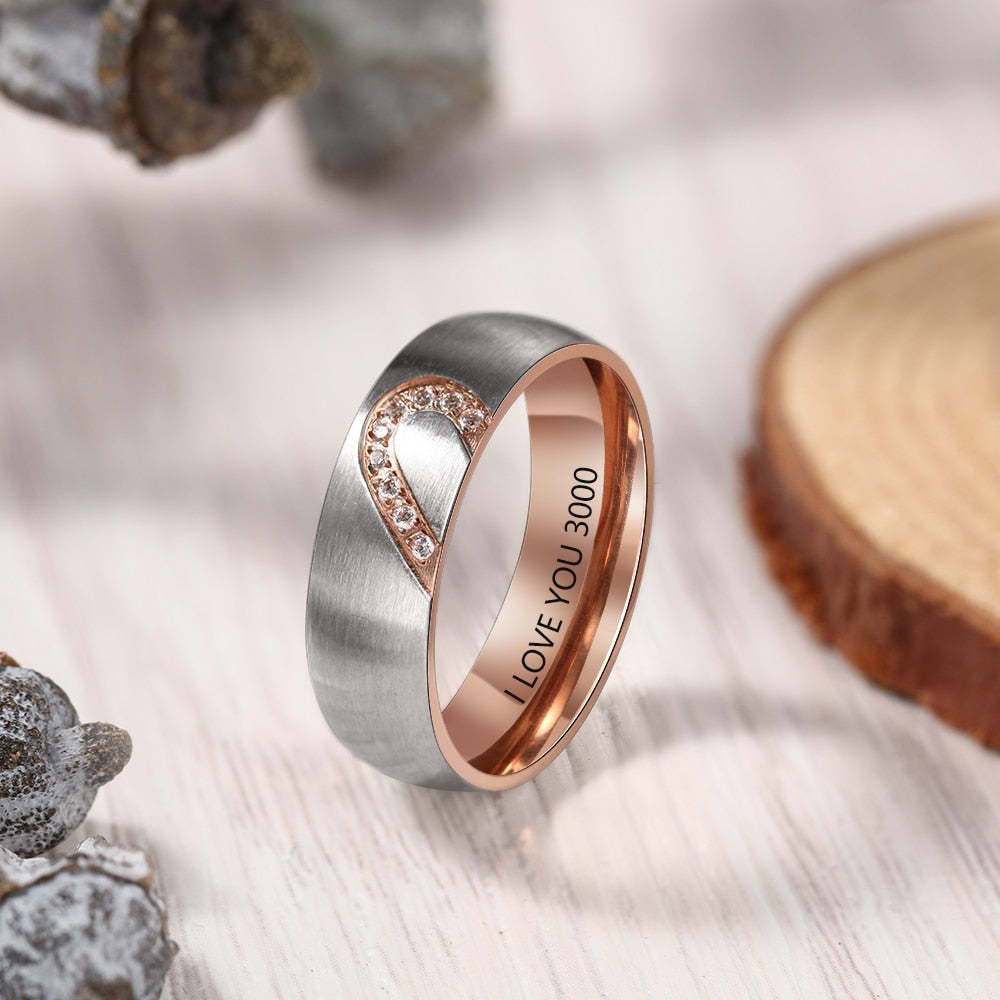 Custom Love Heart Couples Ring Set-xinru