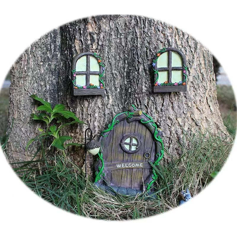 Fairy Garden Ornaments Outdoor Accessories Door Window Glow In The Dark House-xinru