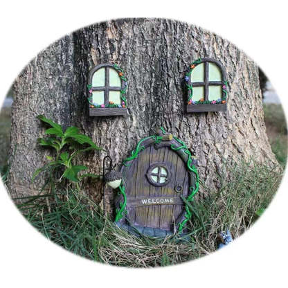 Fairy Garden Ornaments Outdoor Accessories Door Window Glow In The Dark House-xinru