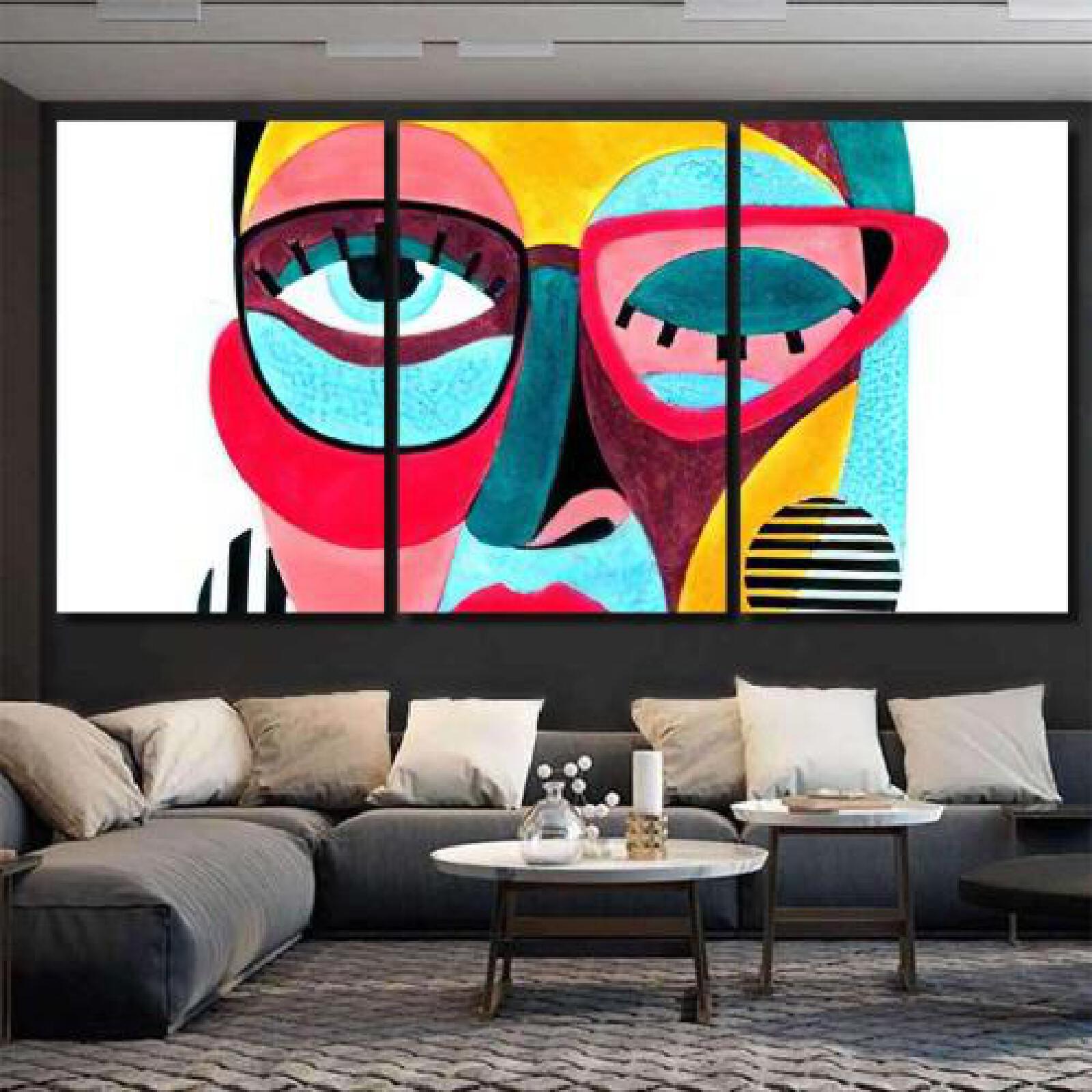 Woman Portrait Glasses Abstract Style-xinru shop