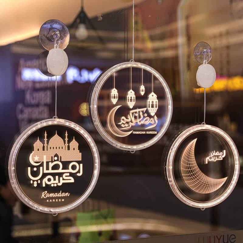 Eid Ramadan Moon Castle LED Decorative Windows Light-xinru