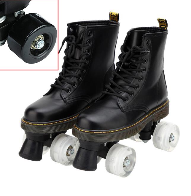 Black Flash Roller Skates Leather Martens Skates-xinru shop