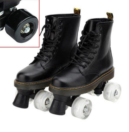 Black Flash Roller Skates Leather Martens Skates-xinru shop