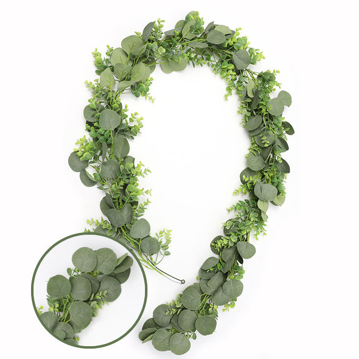 Grey Green Faux Eucalyptus Leaves Greenery Garland Party Wedding Decoration-xinru