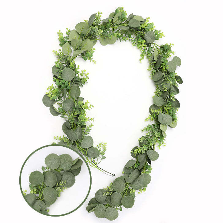 Grey Green Faux Eucalyptus Leaves Greenery Garland Party Wedding Decoration-xinru