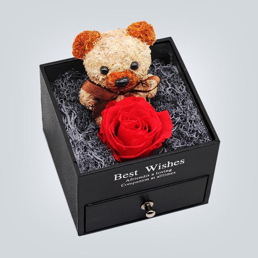 Immortal Preserved Rose Teddy Bear Box Display-xinru