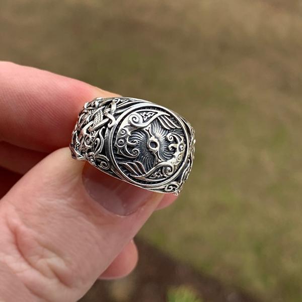 Huginn and Muninn Ring - Sterling Silver or Gold-xinru shop