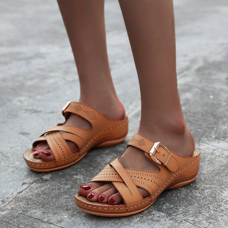 Summer Women Slippers Rome Retro Casual Shoes-xinru
