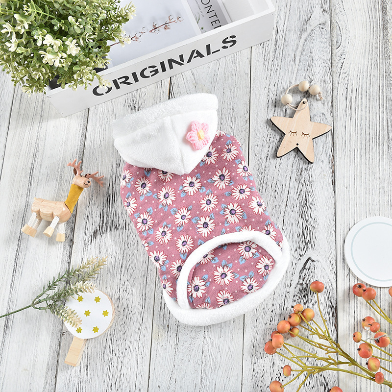 Warm Clothes for Small Dog  Two-legged Coat with Daisy Pattern for Small Dog-xinru
