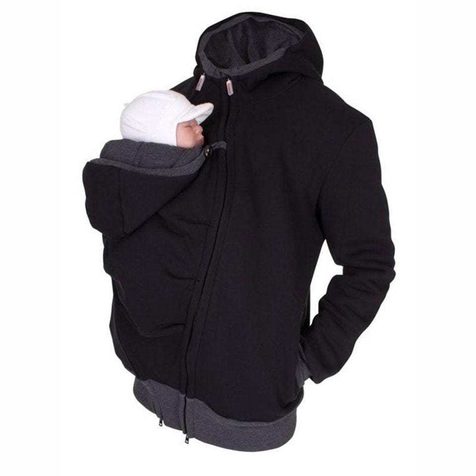 Winter Dad Mom Baby Kangaroo pocket Carrier Hoodies-xinru shop