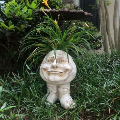Antique White Sister Suzy Q the Muggly Face Statue Planter-xinru