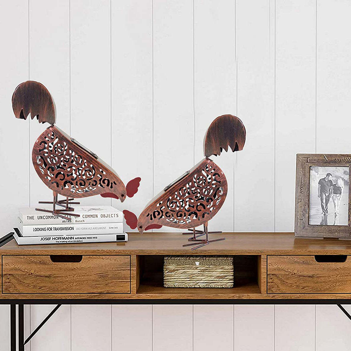 Animal Shaped Garden Decorative Iron Cock Cow LED Solar Light-xinru