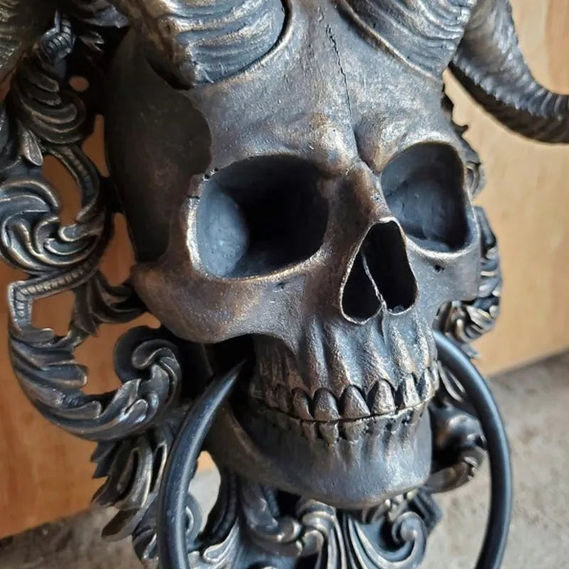 Sabbatic Baphomet Horned God Skull Hanging Door Knocker-xinru