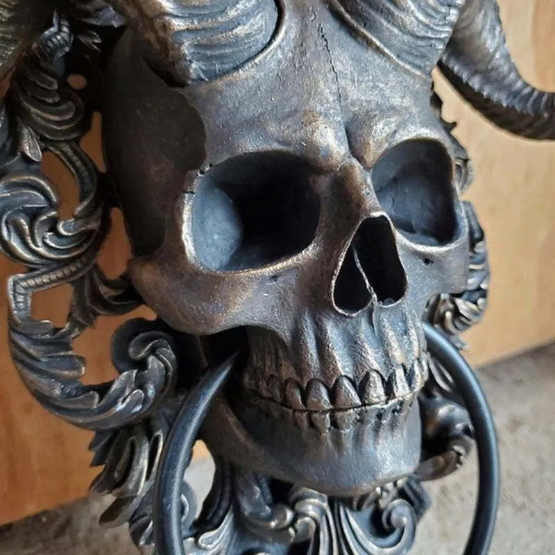 Sabbatic Baphomet Horned God Skull Hanging Door Knocker-xinru