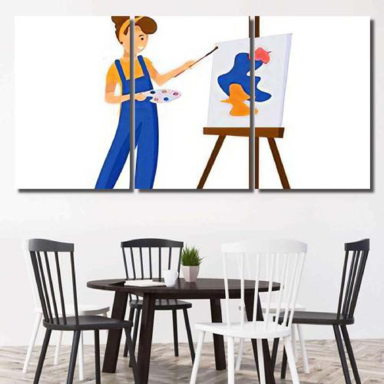 Woman Artist Painting Colorful Abstract Shapes-xinru shop