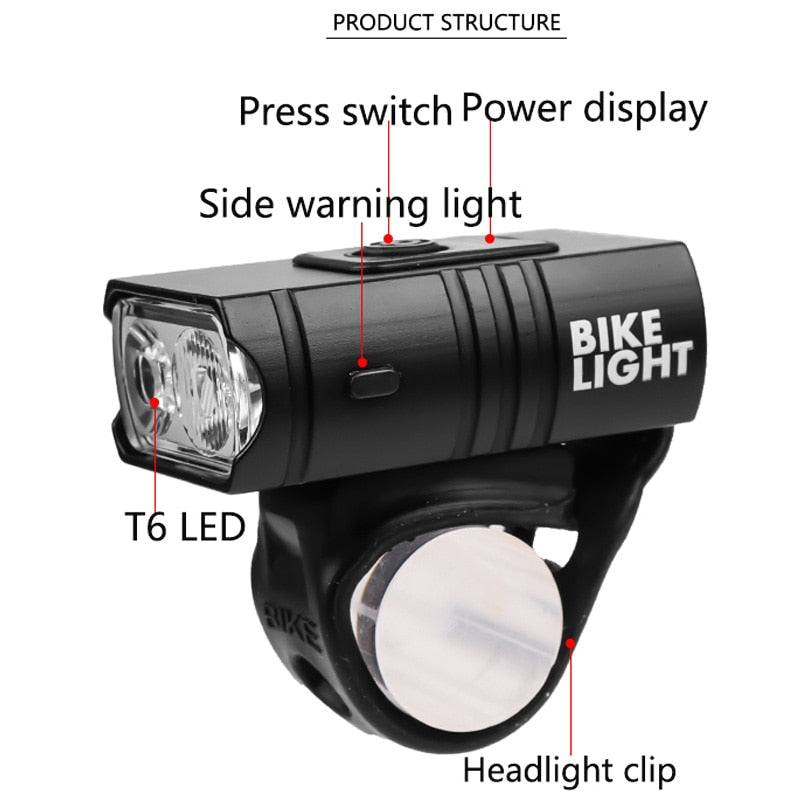 USB Rechargeable Bike Light Super Bright T6 LED Bike Headlight-xinru