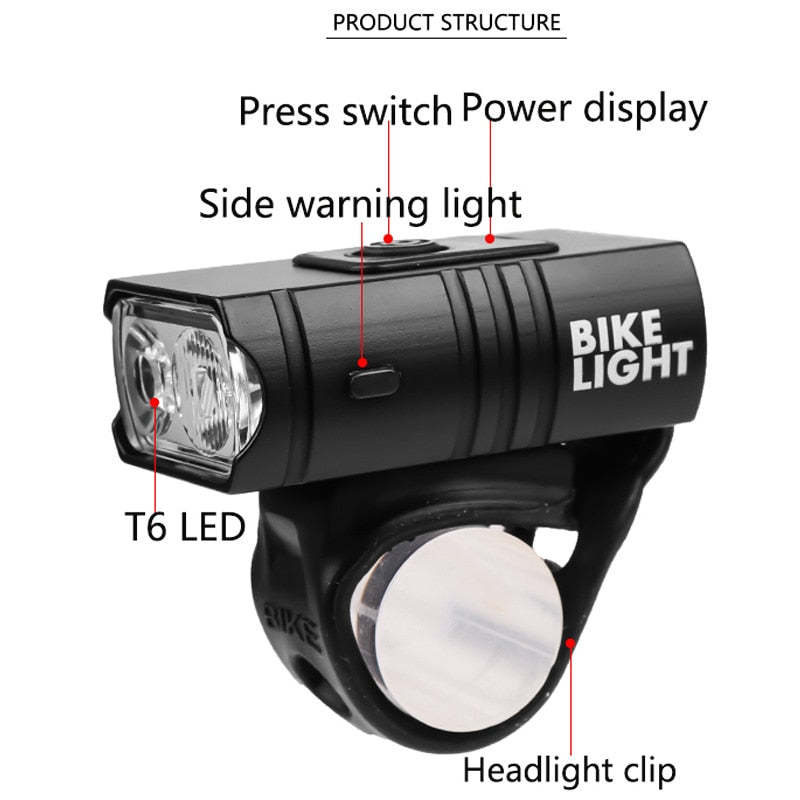 USB Rechargeable Bike Light Super Bright T6 LED Bike Headlight-xinru