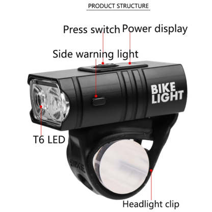 USB Rechargeable Bike Light Super Bright T6 LED Bike Headlight-xinru