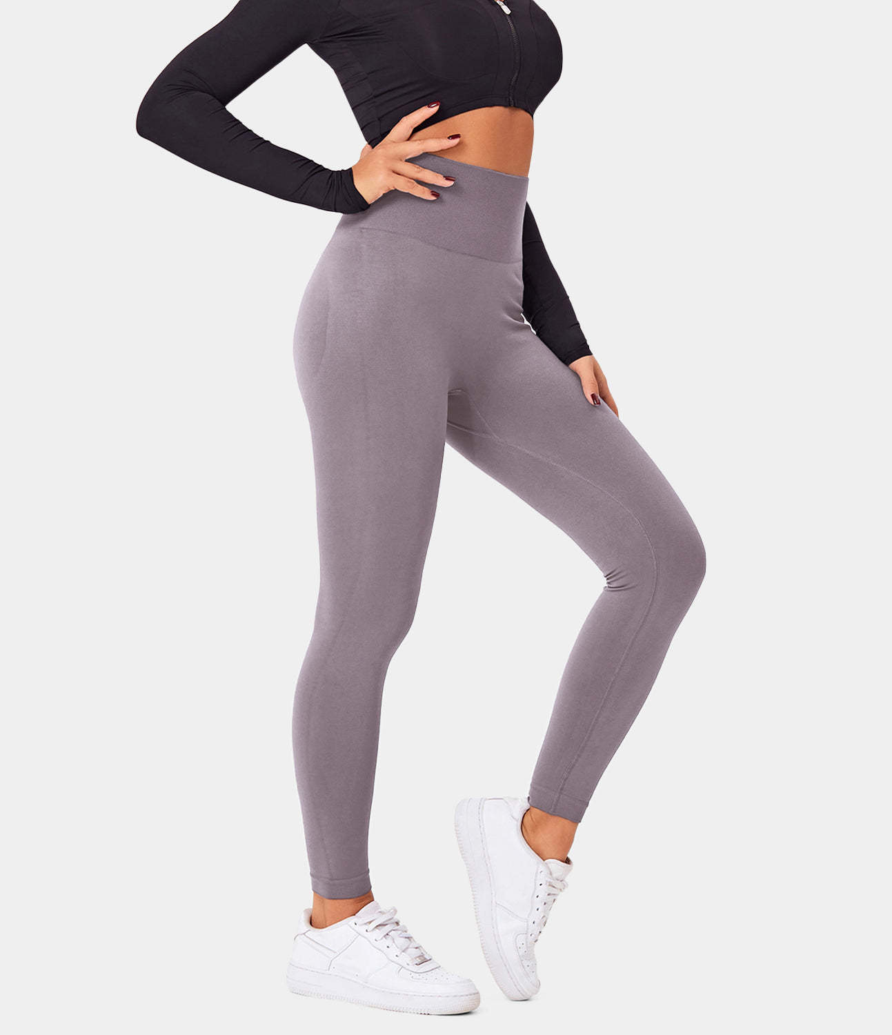Seamless Flow High Waisted Butt Lifting Plain Full Length Leggings-xinru shop