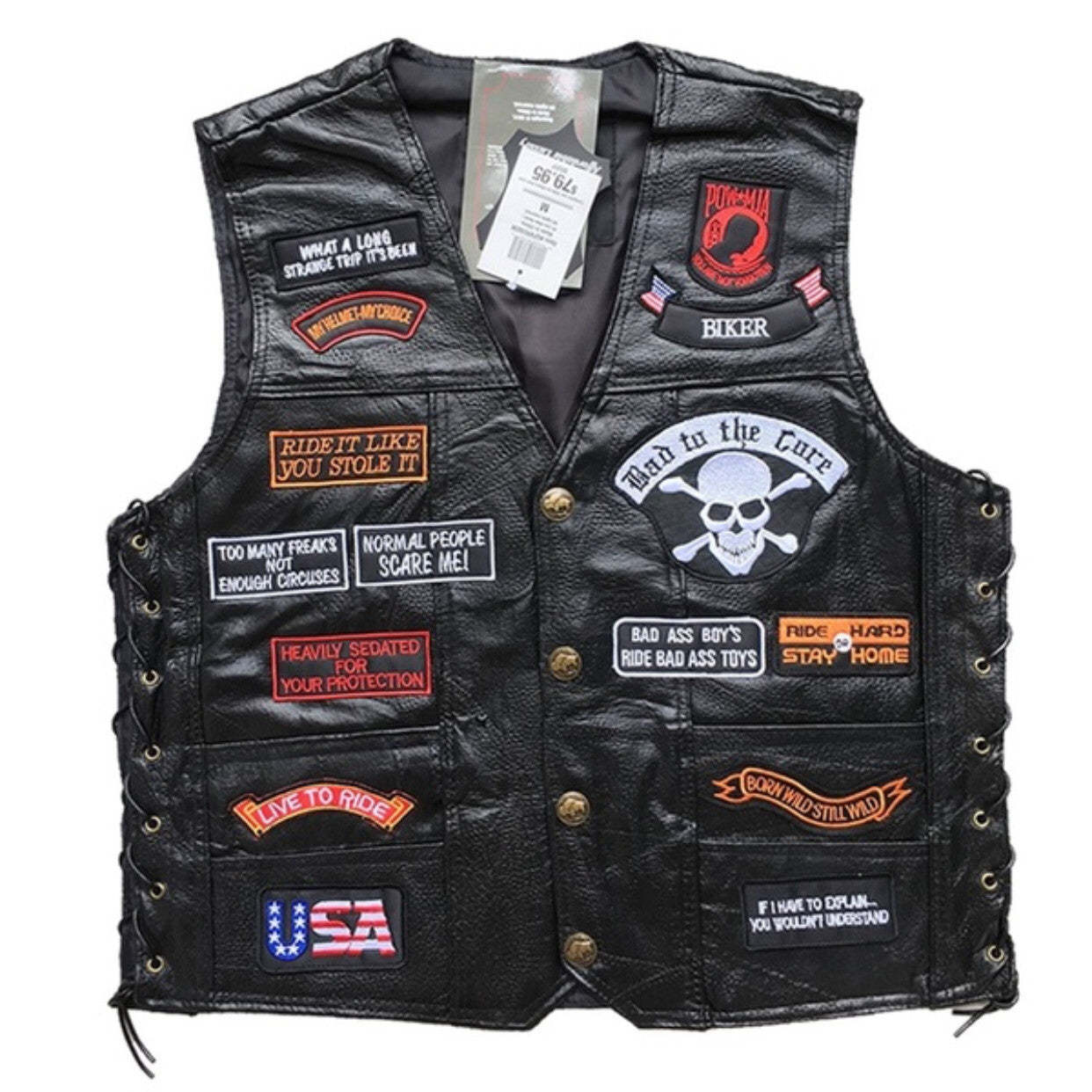 Four Seasons Hand Embroidery Motorcycle Leather Vest For Rider-xinru shop