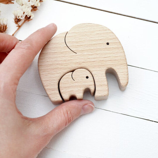 Mother's Day GiftElephant Mother And Child Wooden Ornament-xinru