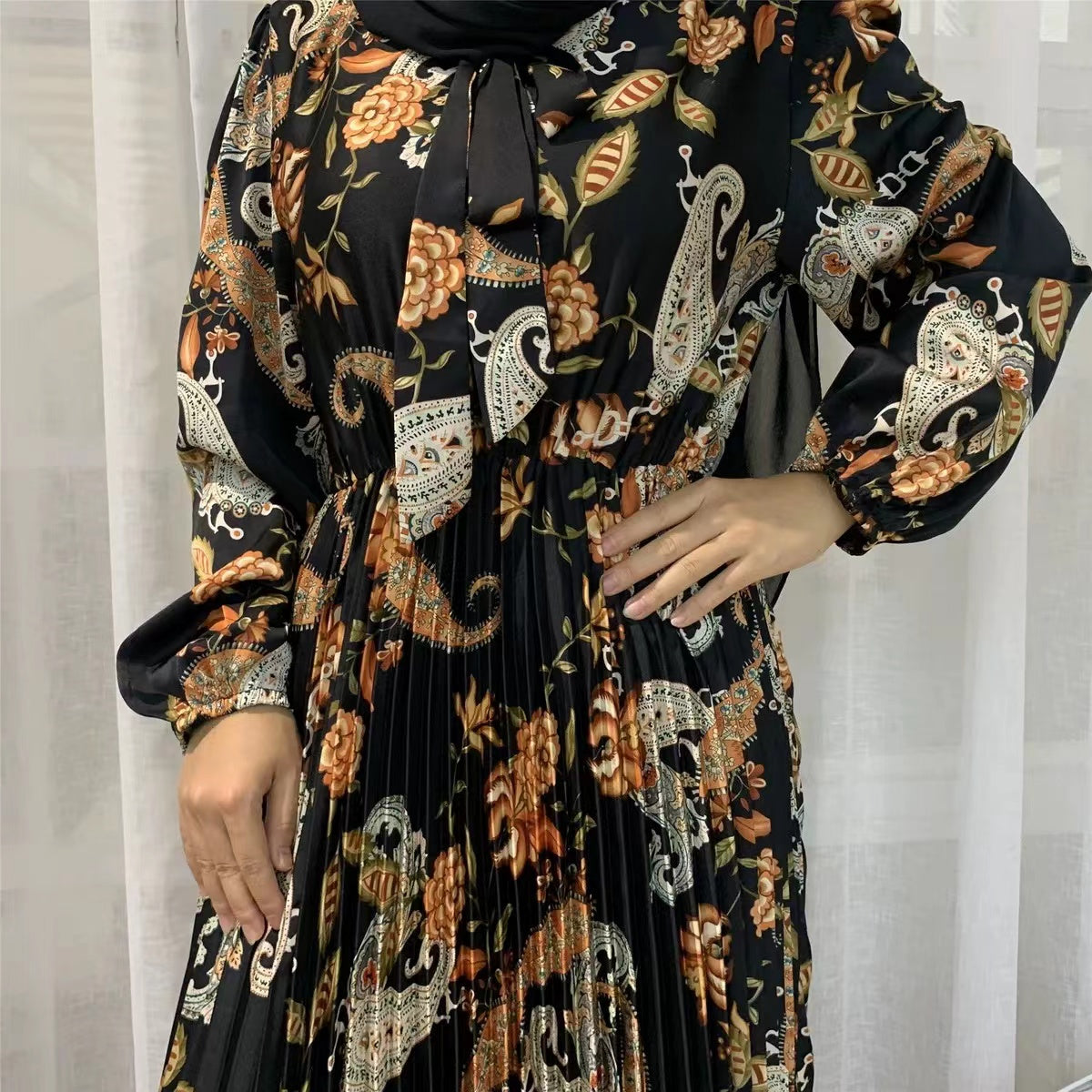 Muslim Islamic Women Floral Long Dress Ramadan Gift-xinru
