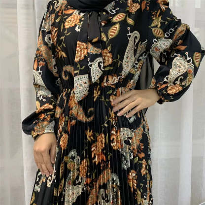 Muslim Islamic Women Floral Long Dress Ramadan Gift-xinru