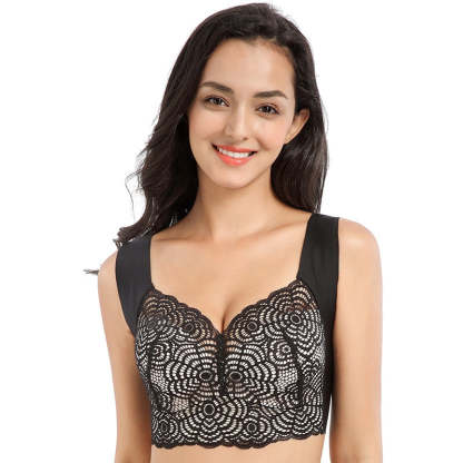 Stretch Full-Figure Seamless Lace Cut-Out Bra-xinru