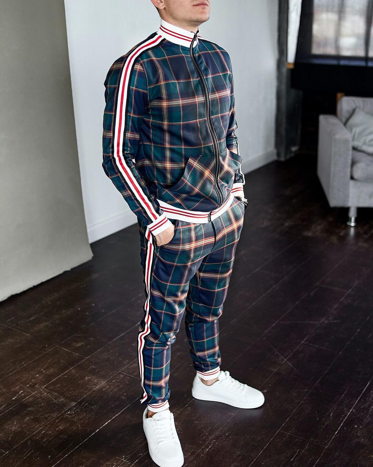 Stylish Guardsmen Matching Plaid Set Track Suits-xinru