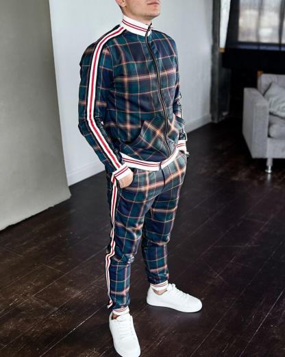 Stylish Guardsmen Matching Plaid Set Track Suits-xinru