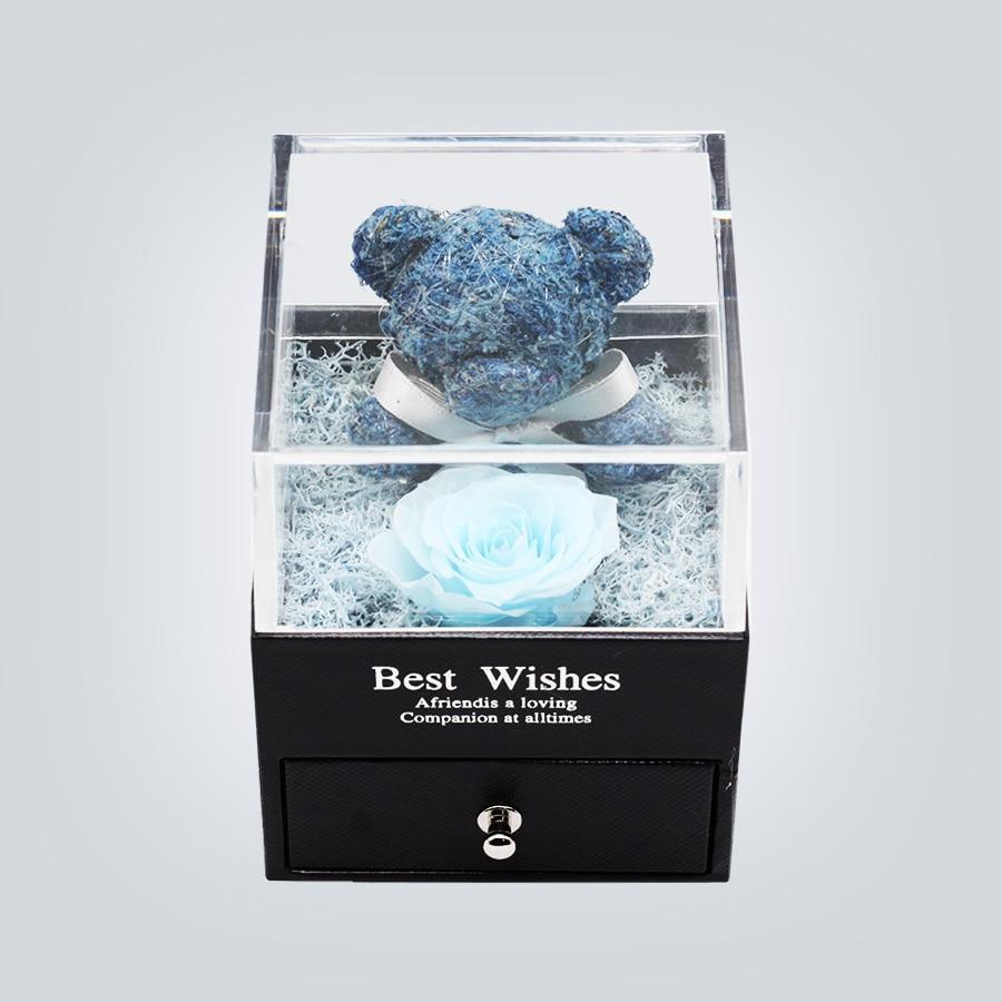 Immortal Preserved Rose Teddy Bear Box Display-xinru