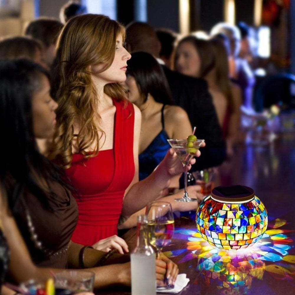 LED Solar Powered Mosaic Glass Ball Garden Light-xinru