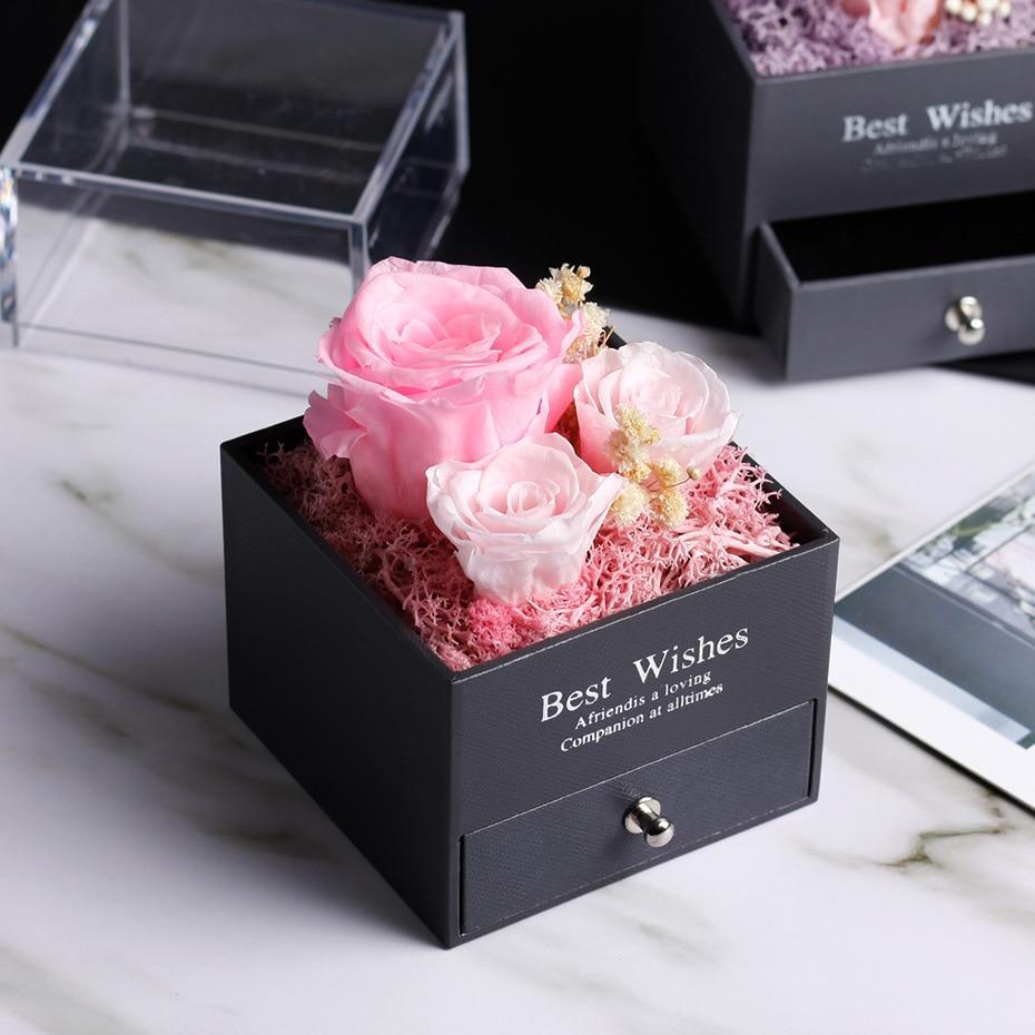 Immortal Preserved Rose Teddy Bear Box Display-xinru